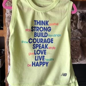 New Balance girls 5/6 XS positive message tank